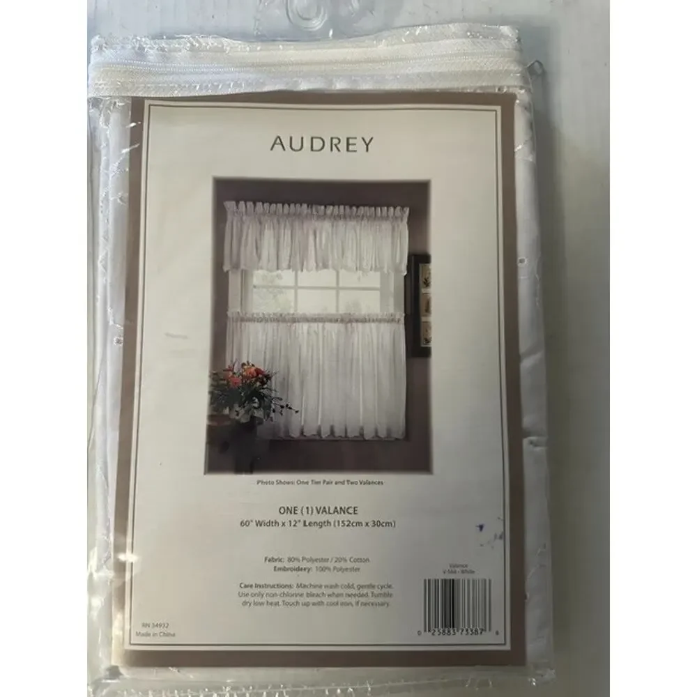 Audrey One Tier Pair 60x36 or 60x24 and One Valance 60x12 NEW